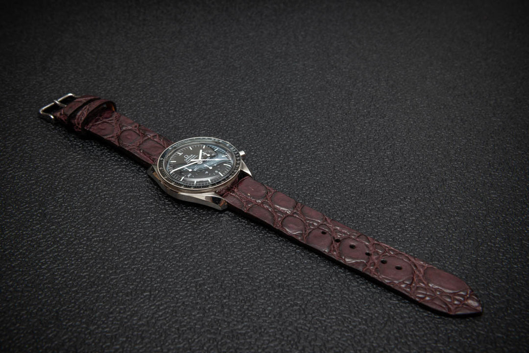 Bordeaux Alligator Leather Watch Strap – Handmade in Finland, Limited Edition