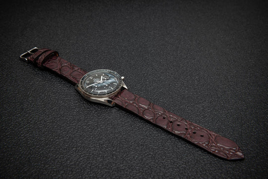 Bordeaux Alligator Leather Watch Strap – Handmade in Finland, Limited Edition
