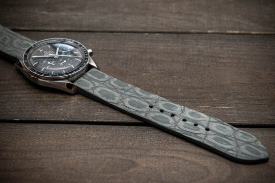 Steel Mist – Handmade Alligator Leather Watch Strap
