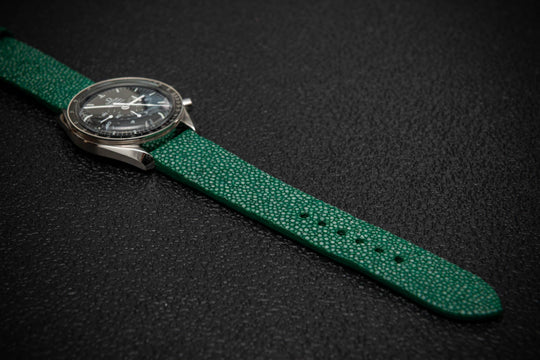 Emerald Green Stingray Leather Watch Strap – Handmade in Finland
