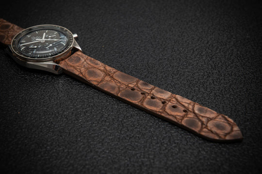 Vintage Ash Alligator Leather Watch Strap – Handmade in Finland, Limited Edition