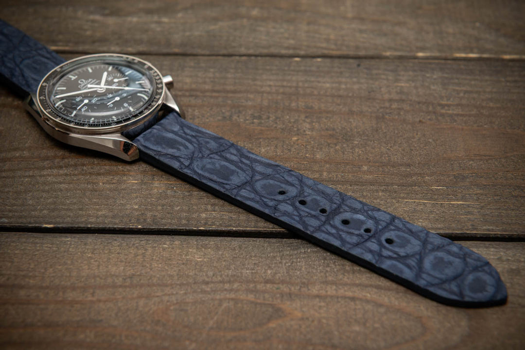 Midnight Blue Alligator Leather Watch Strap – Handmade in Finland, Limited Edition