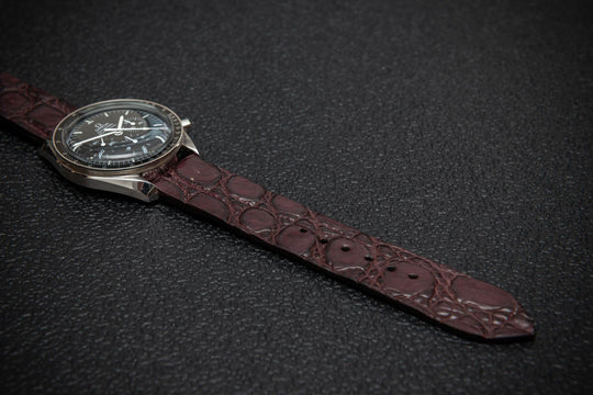 Bordeaux Alligator Leather Watch Strap – Handmade in Finland, Limited Edition