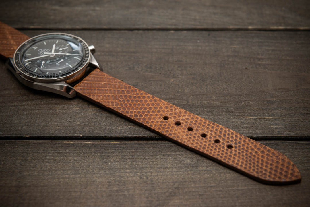 Amber Scale – Handmade Lizard Leather Watch Strap
