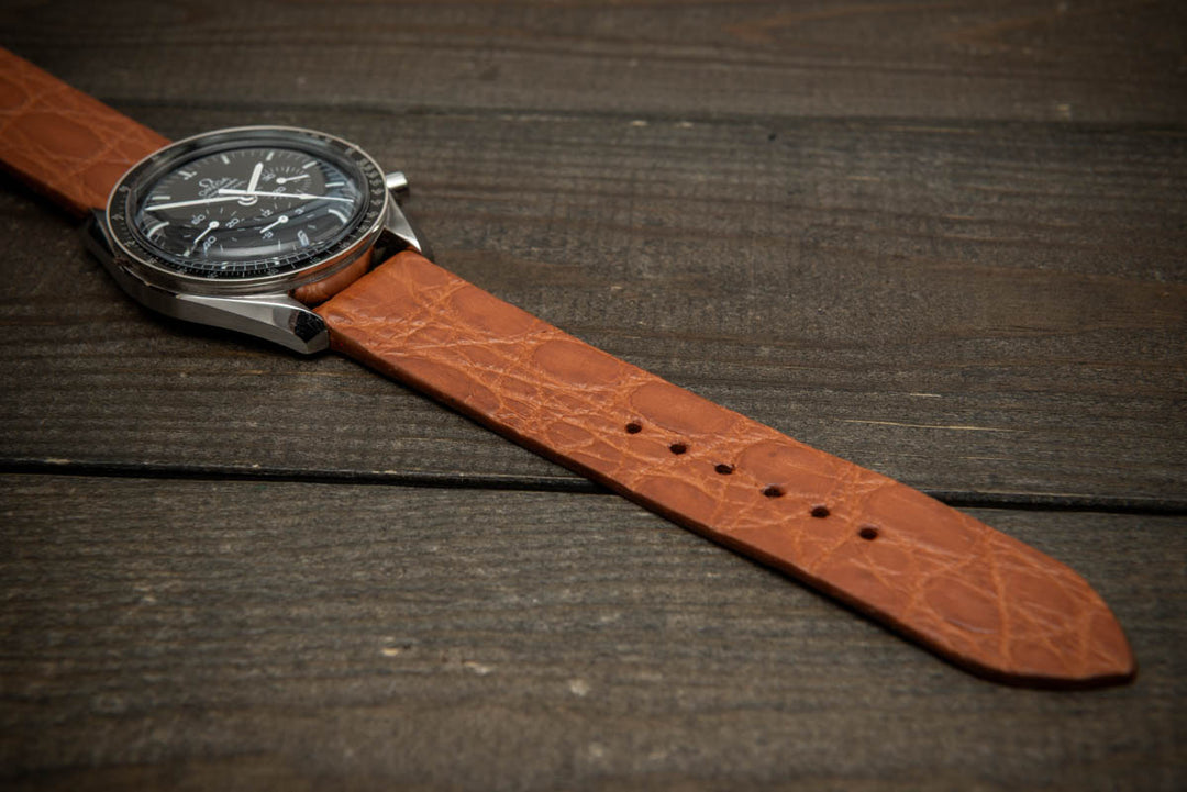 Cognac Flame Alligator Leather Watch Strap – Handmade in Finland, Limited Edition
