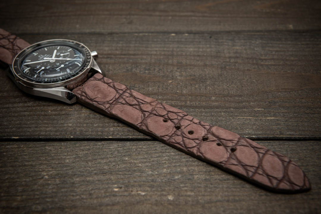 Mauve Ash Alligator Leather Watch Strap – Handmade in Finland, Limited Edition