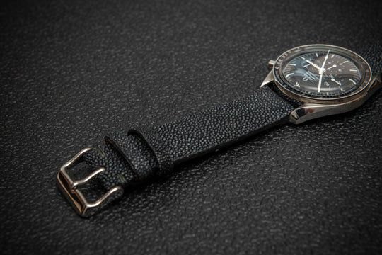 Black Stingray Leather Watch Strap – Handmade in Finland, Rare & Durable