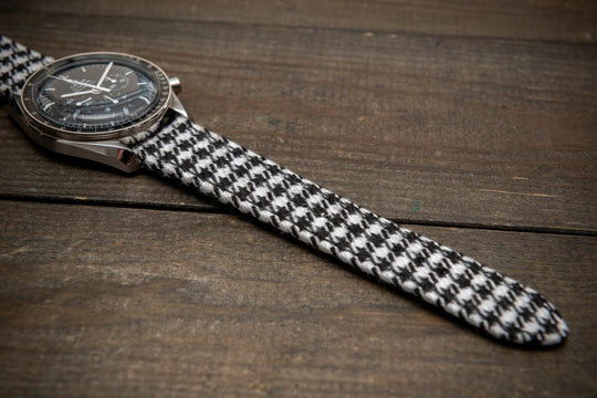 Black &amp; White Houndstooth – HARRIS TWEED® Watch Strap