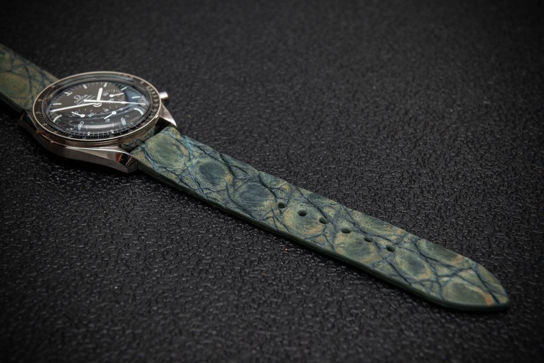 Verdant Patina Alligator Leather Watch Strap – Handmade in Finland, Limited Edition