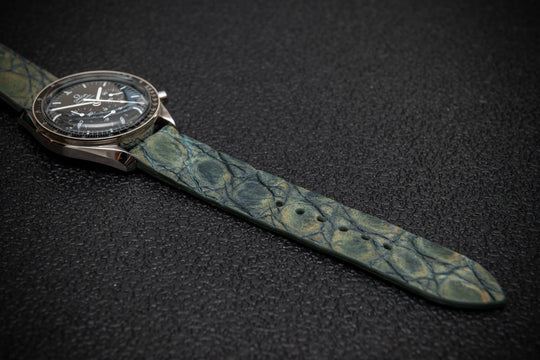 Verdant Patina Alligator Leather Watch Strap – Handmade in Finland, Limited Edition