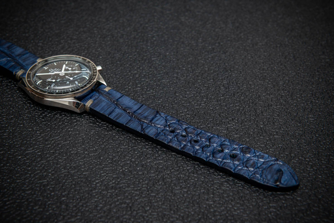 Sapphire Night Artisan Alligator Leather Watch Strap – Handmade in Finland, Limited Edition