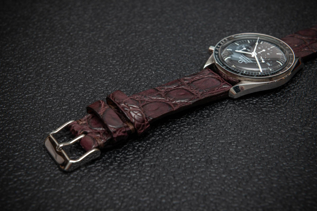 Bordeaux Alligator Leather Watch Strap – Handmade in Finland, Limited Edition