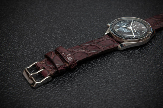 Bordeaux Alligator Leather Watch Strap – Handmade in Finland, Limited Edition