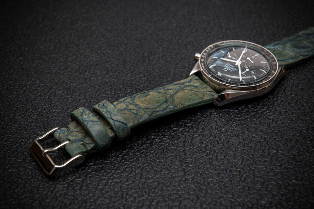 Verdant Patina Alligator Leather Watch Strap – Handmade in Finland, Limited Edition