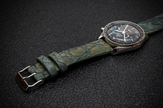Verdant Patina Alligator Leather Watch Strap – Handmade in Finland, Limited Edition