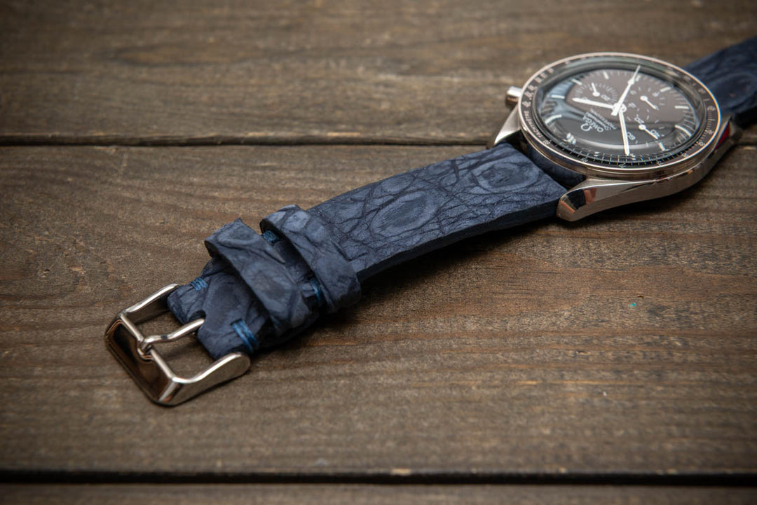 Midnight Blue Alligator Leather Watch Strap – Handmade in Finland, Limited Edition