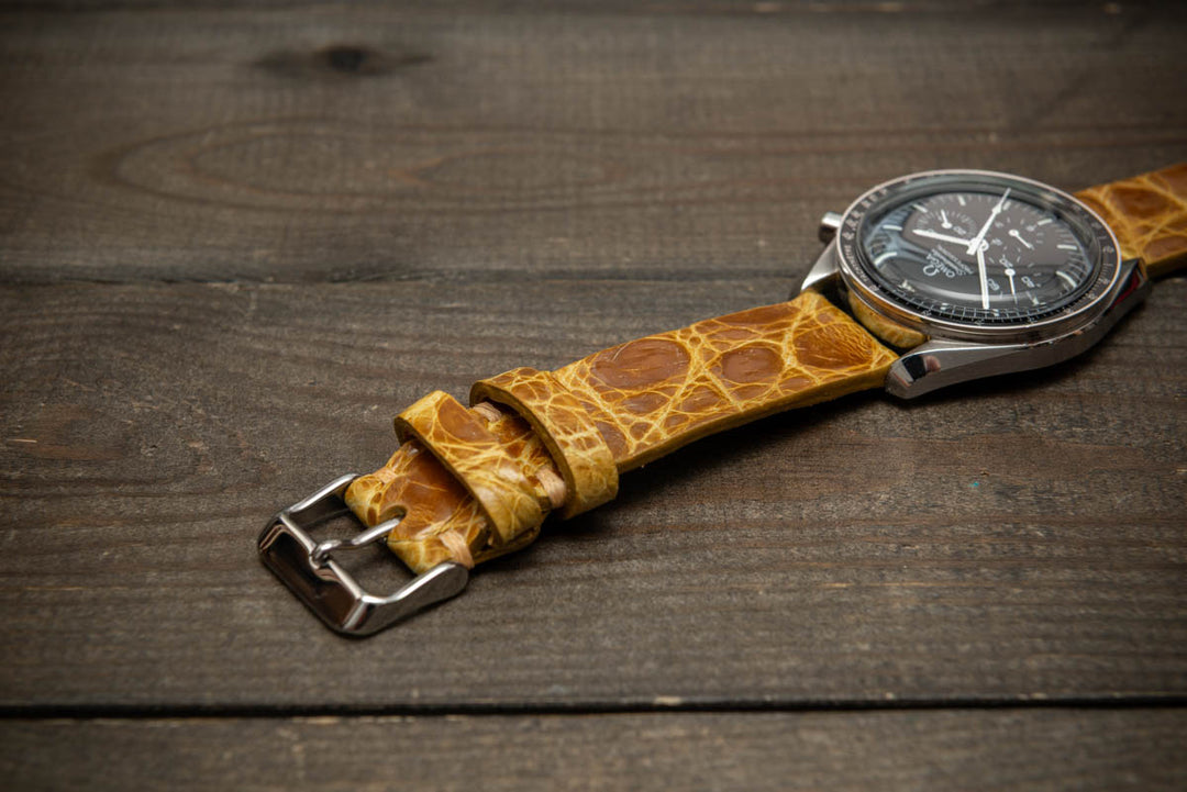 Amber Glow Alligator Leather Watch Strap – Handmade in Finland, Limited Edition