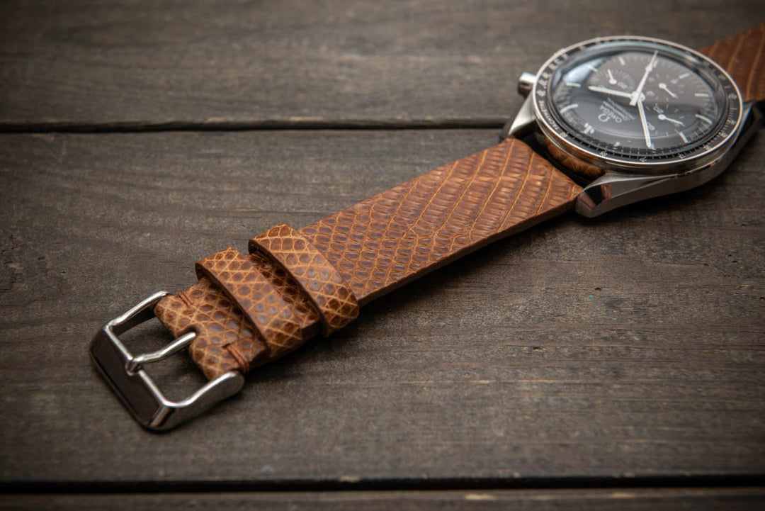 Amber Scale – Handmade Lizard Leather Watch Strap
