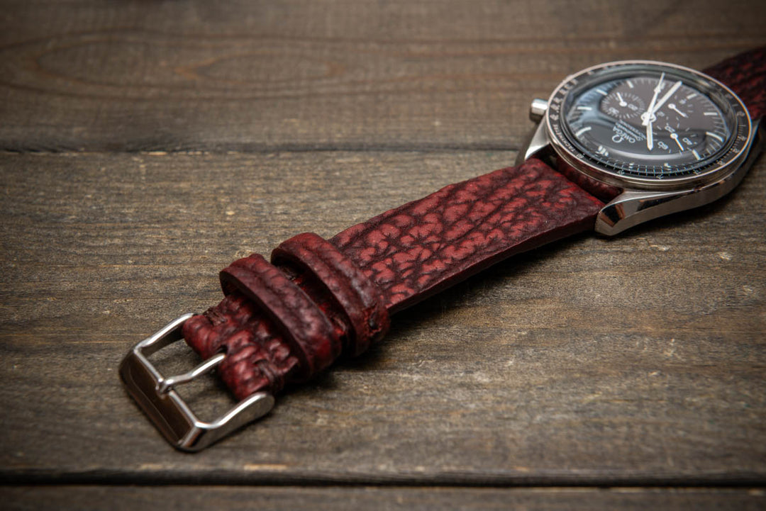 Garnet Reef – Handmade Shark Leather Watch Strap
