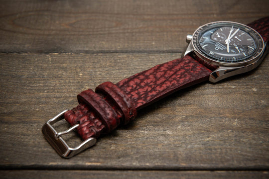 Garnet Reef – Handmade Shark Leather Watch Strap
