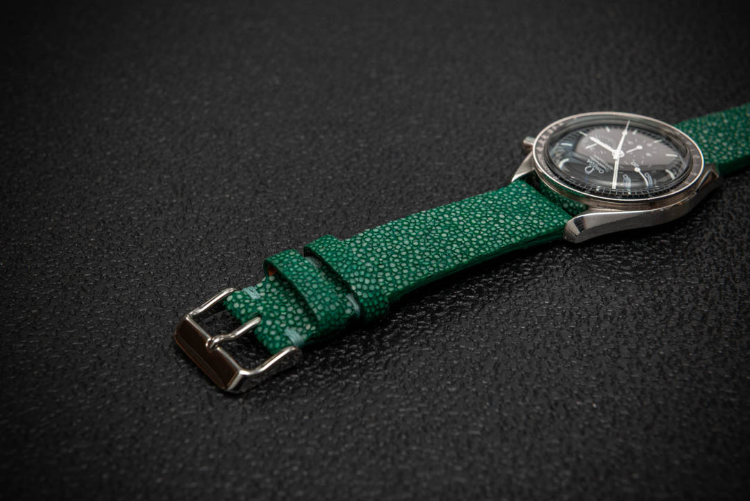 Emerald Green Stingray Leather Watch Strap – Handmade in Finland
