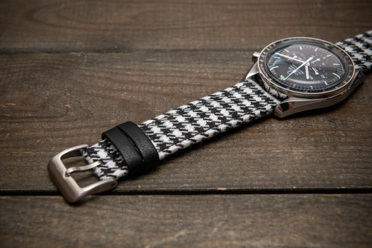 Black &amp; White Houndstooth – HARRIS TWEED® Watch Strap