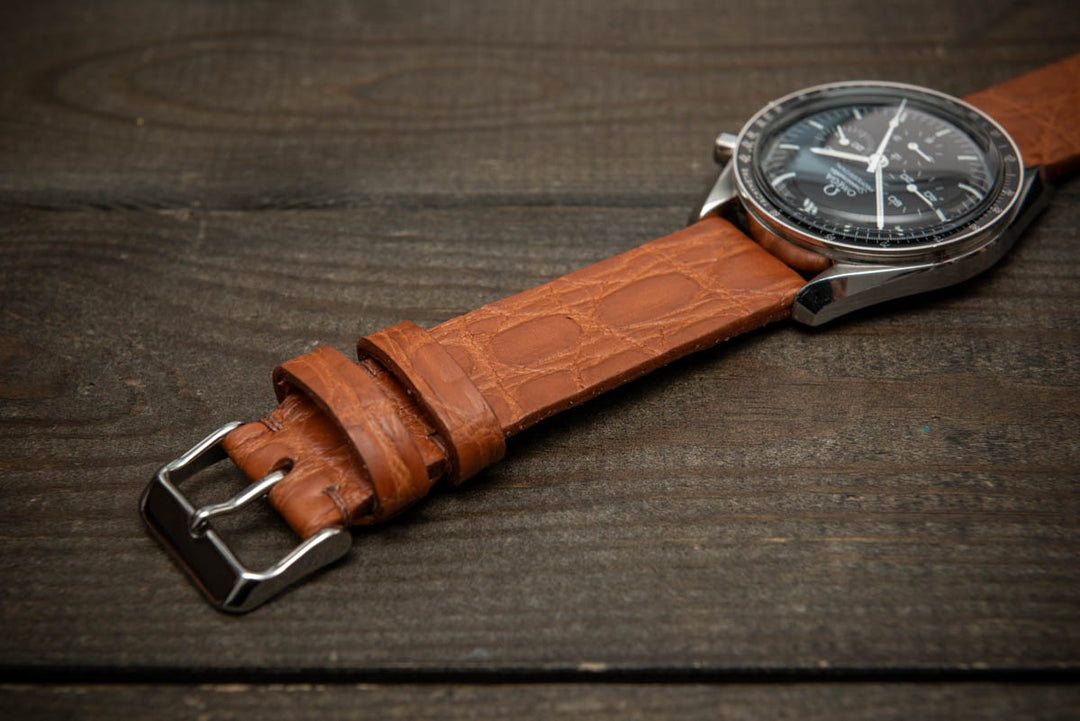 Cognac Flame Alligator Leather Watch Strap – Handmade in Finland, Limited Edition