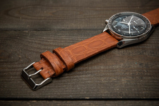 Cognac Flame Alligator Leather Watch Strap – Handmade in Finland, Limited Edition