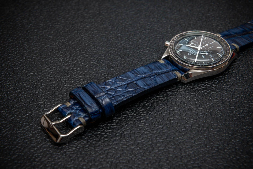 Sapphire Night Artisan Alligator Leather Watch Strap – Handmade in Finland, Limited Edition