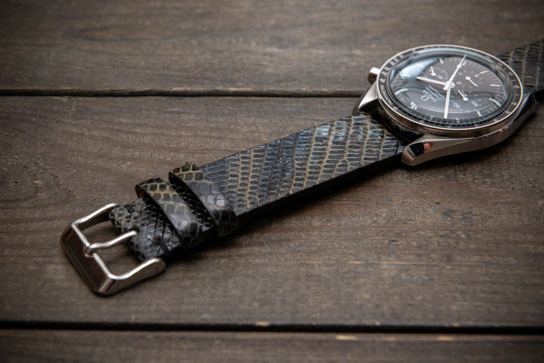 Obsidian Drift – Handmade Lizard Leather Watch Strap
