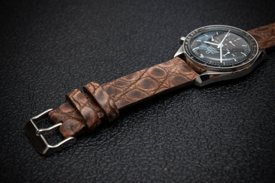 Vintage Ash Alligator Leather Watch Strap – Handmade in Finland, Limited Edition