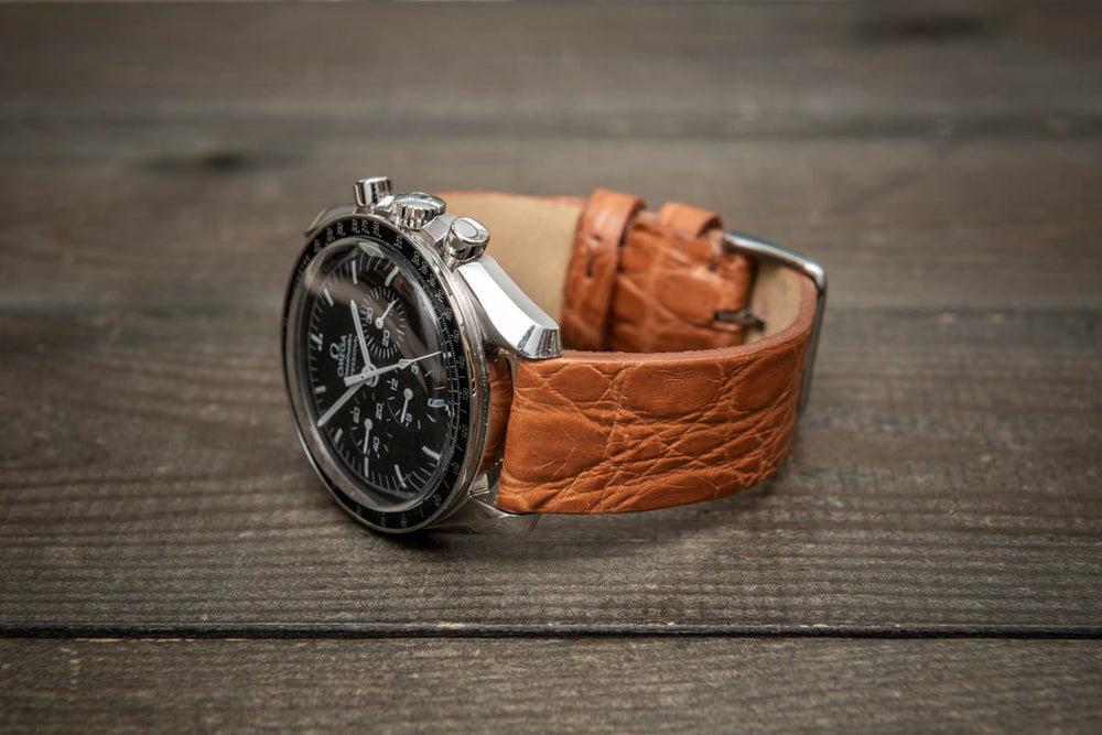 Cognac Flame Alligator Leather Watch Strap – Handmade in Finland, Limited Edition