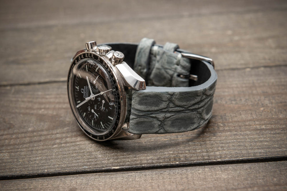 Steel Mist – Handmade Alligator Leather Watch Strap
