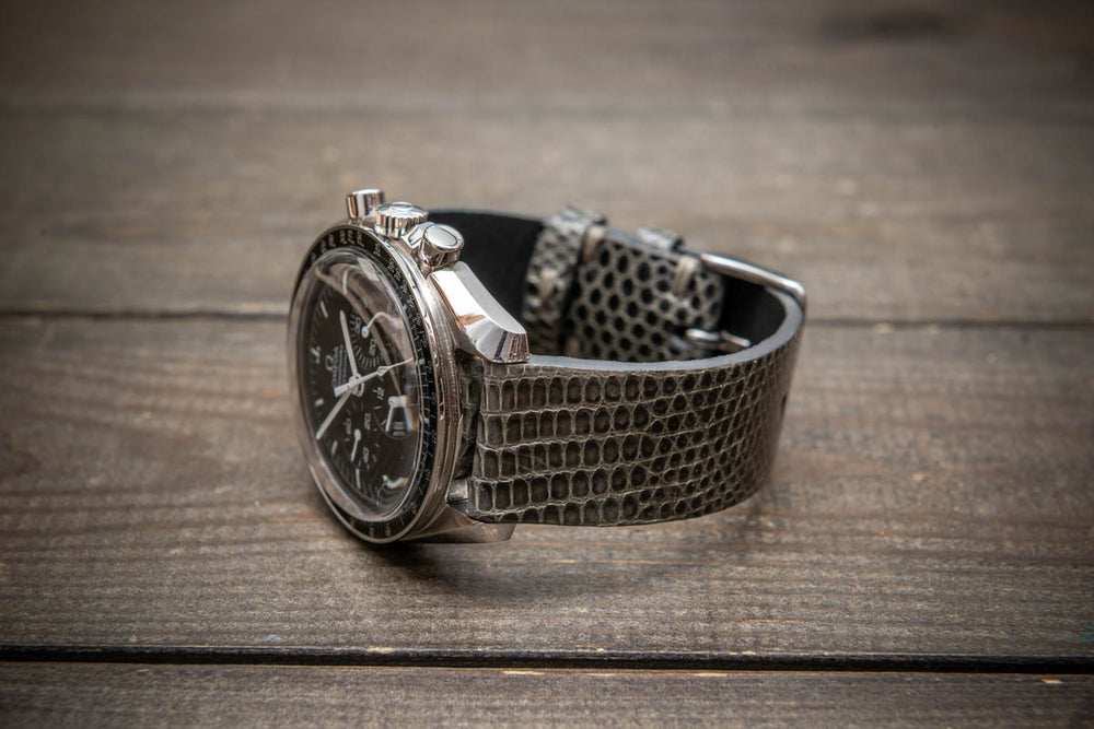 Storm Grey – Handmade Lizard Leather Watch Strap

