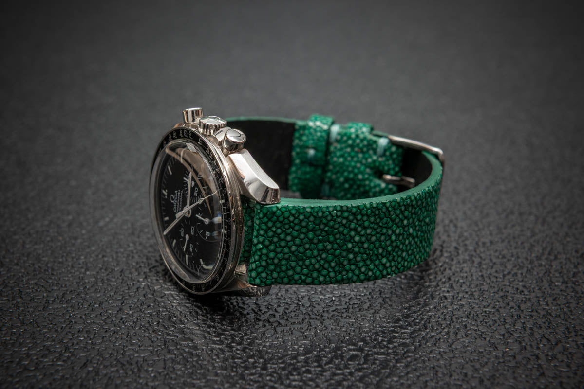 Emerald Green Stingray Leather Watch Strap – Handmade in Finland
