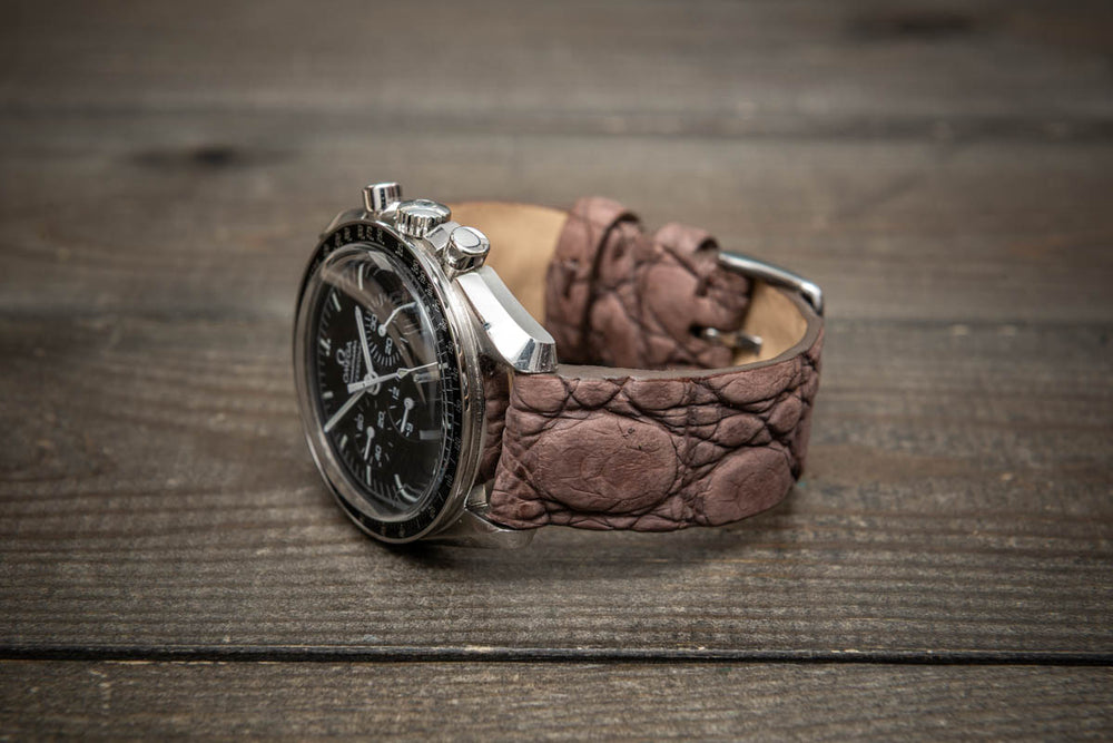 Mauve Ash Alligator Leather Watch Strap – Handmade in Finland, Limited Edition