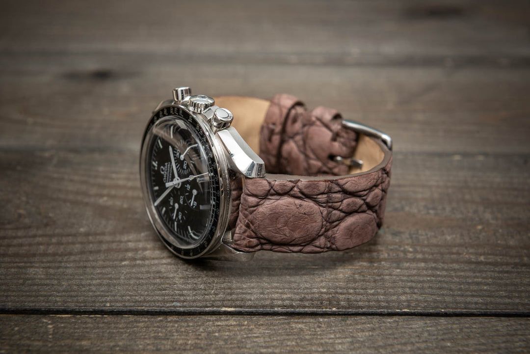 Mauve Ash Alligator Leather Watch Strap – Handmade in Finland, Limited Edition