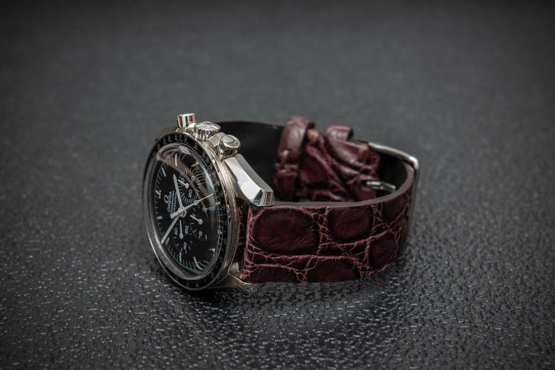 Bordeaux Alligator Leather Watch Strap – Handmade in Finland, Limited Edition