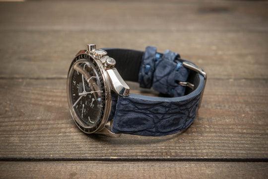 Midnight Blue Alligator Leather Watch Strap – Handmade in Finland, Limited Edition