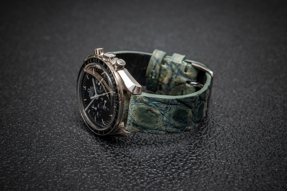 Verdant Patina Alligator Leather Watch Strap – Handmade in Finland, Limited Edition