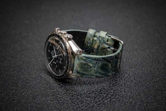 Verdant Patina Alligator Leather Watch Strap – Handmade in Finland, Limited Edition