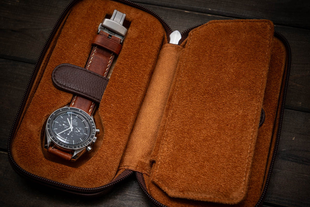 Milano Duo Travel Watch Case – Tuscan Tan