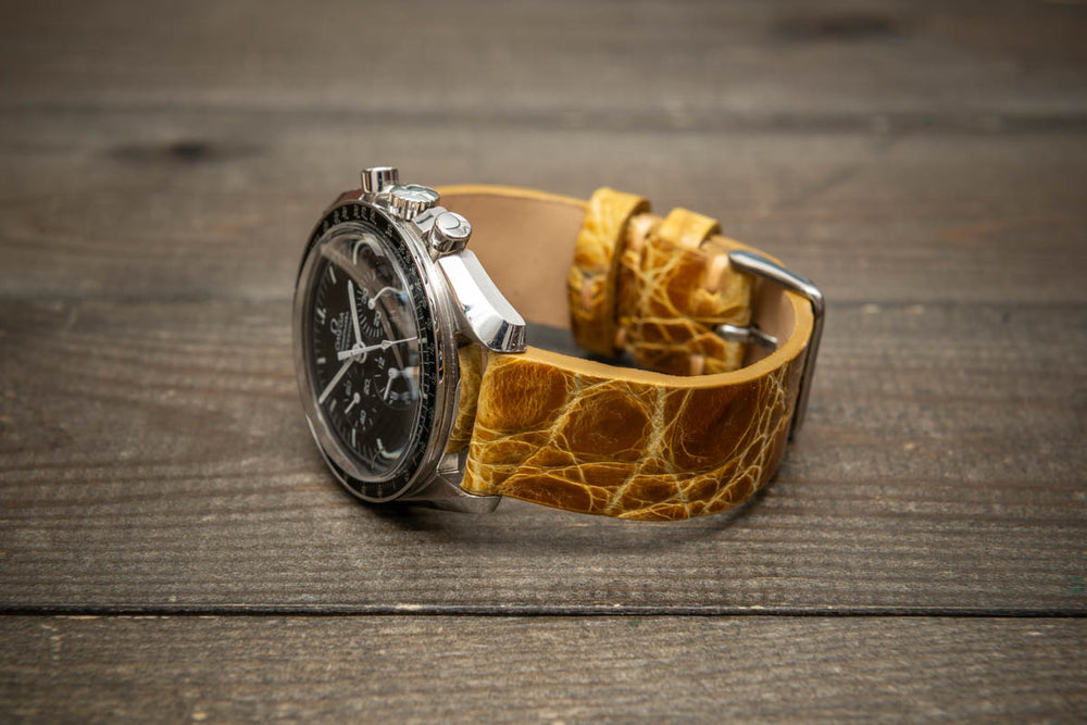 Amber Glow Alligator Leather Watch Strap – Handmade in Finland, Limited Edition