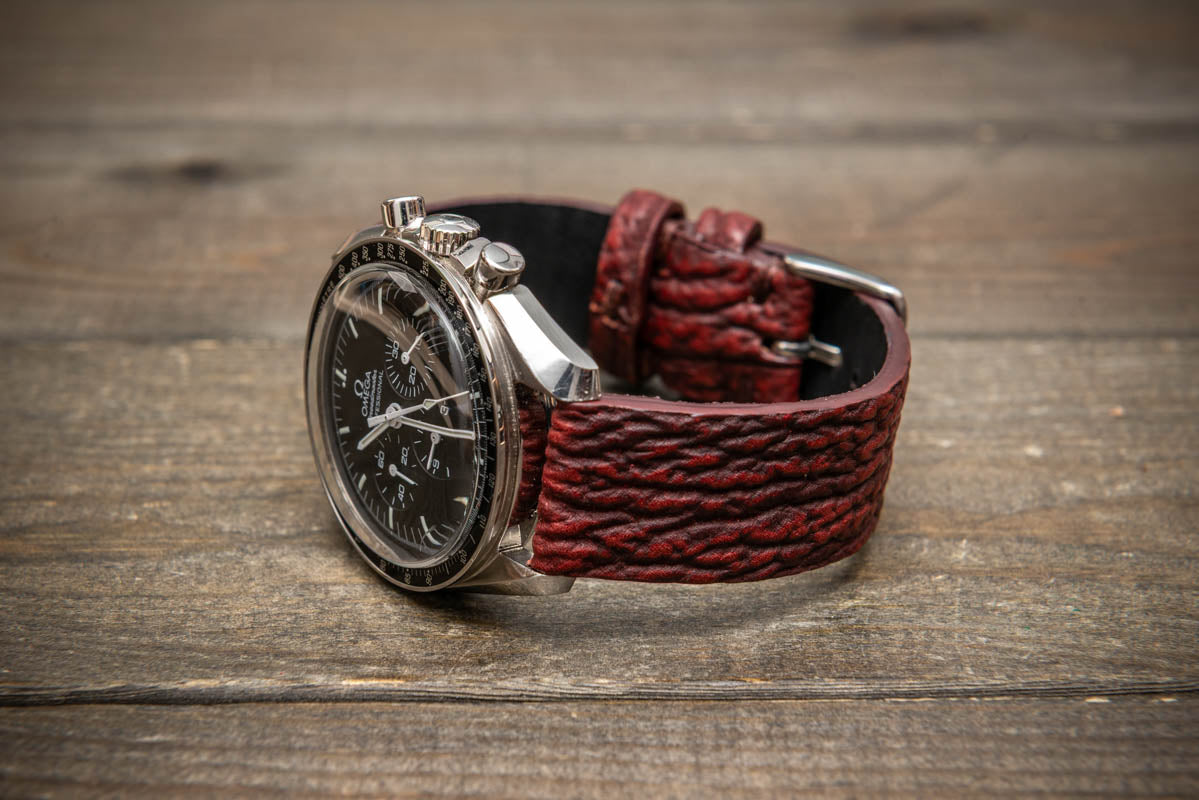 Garnet Reef – Handmade Shark Leather Watch Strap

