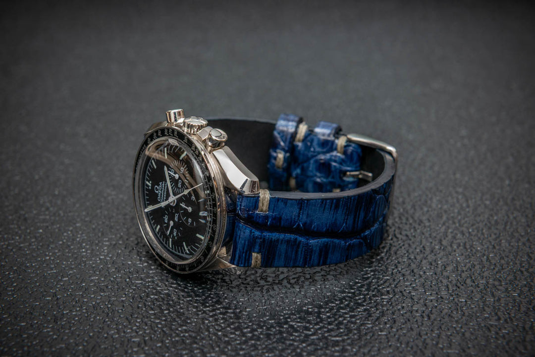 Sapphire Night Artisan Alligator Leather Watch Strap – Handmade in Finland, Limited Edition