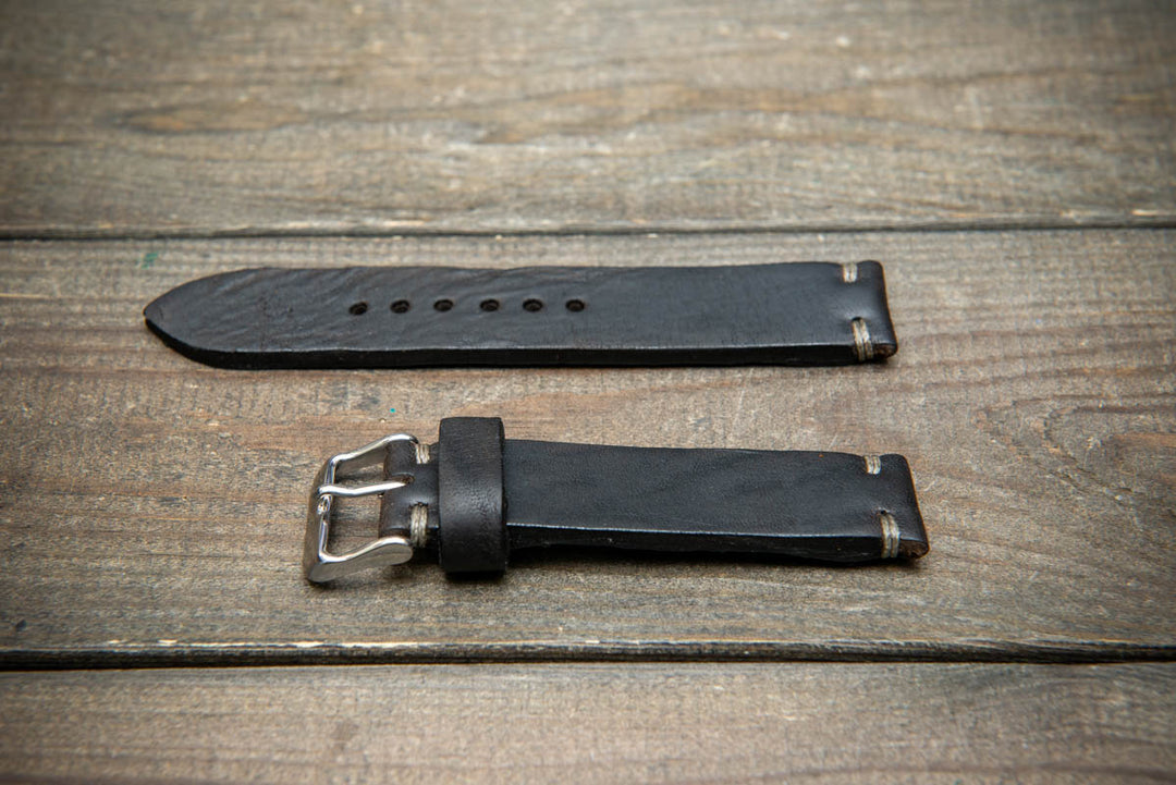 African Kudu Leather Watch Strap – Handmade in Finland, Rugged & Unique Black Leather Band