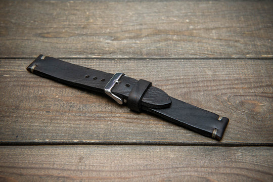 African Kudu Leather Watch Strap – Handmade in Finland, Rugged & Unique Black Leather Band