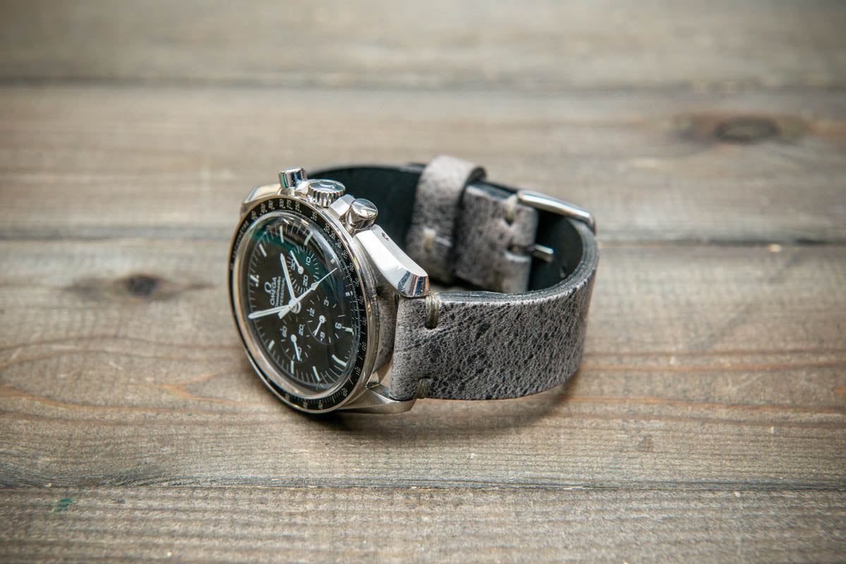 African Kudu Leather Watch Strap – Handmade in Finland | Finwatchstraps | Distressed Gray Watch Band