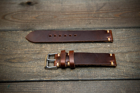 Dark Brown Horween Chxl leather watch strap