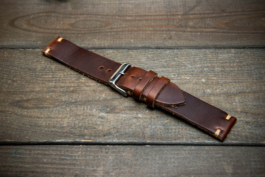 Dark Brown Horween Chxl leather watch strap